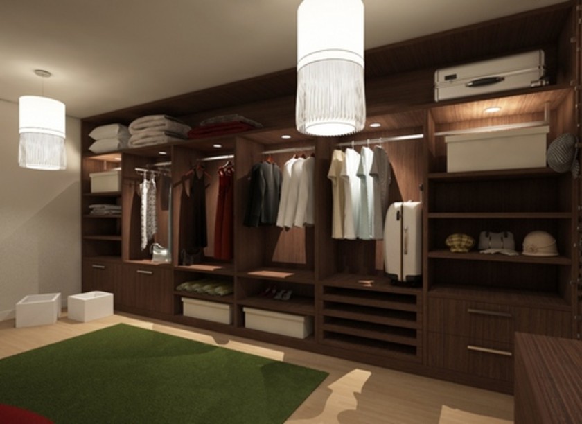 Классическая гардеробная комната из массива с подсветкой Тюмень