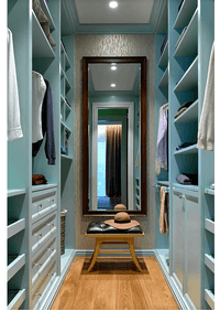 Параллельная гардеробная комната с большим зеркалом Тюмень